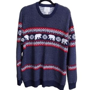 Aspen Fair Isle Cotton Polar Bear Sweater Size L